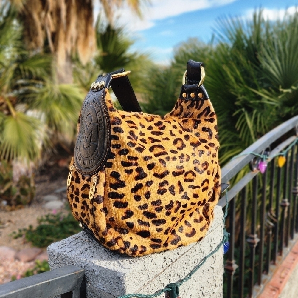 Vintage Marino Orlandi Italian Designer Cheetah‎ Haircalf  Crossbody Bag Purse - Picture 12 of 16